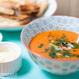 Roast tomato and pepper soup with garlic and basil oil with Aldi - 21