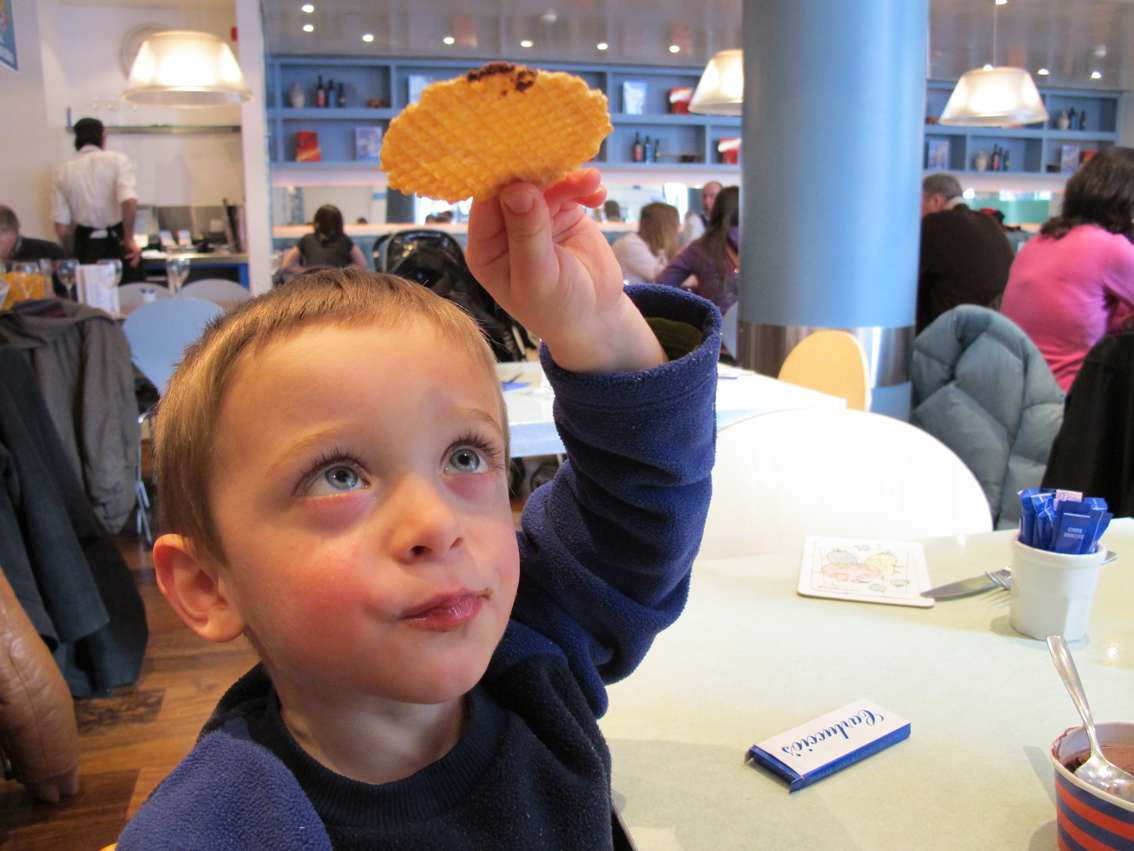 Ted holds carluccios wafer
