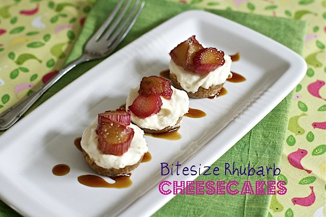 Bitesize Rhubarb Cheesecakes