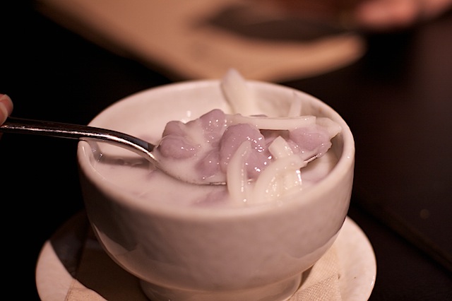 Thai dessert taro balls in coconut cream Suda Thai