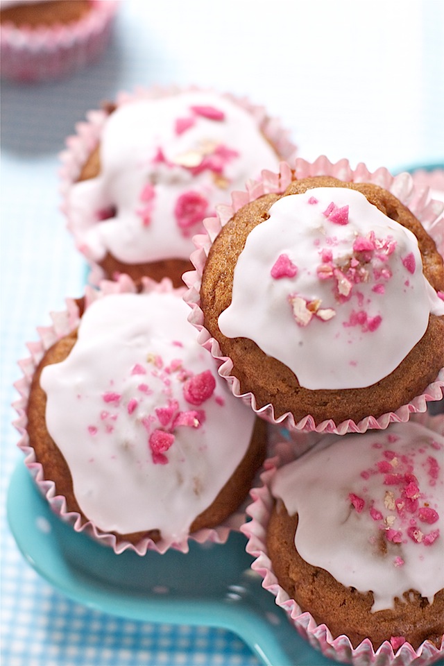 Iced Strawberry Rose Muffins