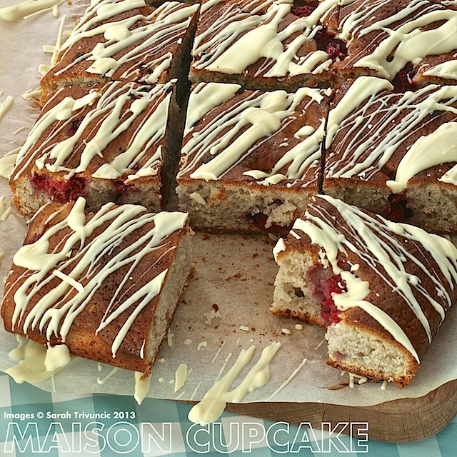 Easy tray bake cake made with Activia yogurt #sp #chocolate #raspberry 