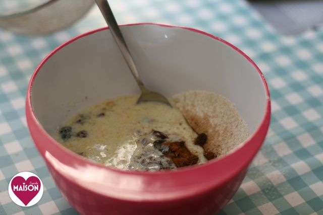 Making brown sugar raisin spelt muffin batter - spelt flour is often tolerated by coeliacs even though it's not technically #glutenfree