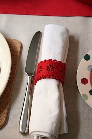 Festive table setting style with red and white 