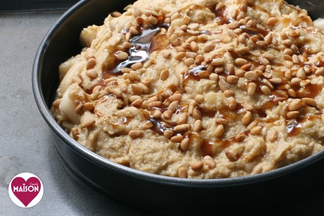 Gluten free pear cake with pine nuts and salt caramel #coeliac #glutenfree #caramel