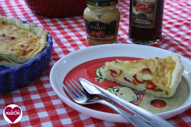 Easy quiche using Maille mustard in filling via MaisonCupcake.com #tarts #pastry #peppers #recipes