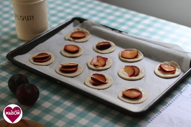 Plum and almond galettes, a Dead Easy Dessert by MaisonCupcake.com using puff pastry, fresh fruit and nuts - ready in under 30 minutes #quick #easy #recipes