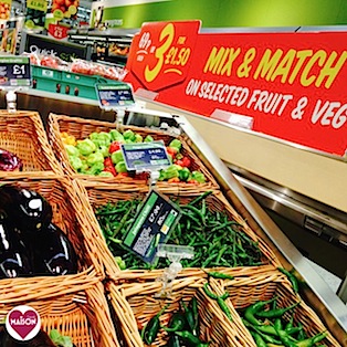 Morrisons Market Street baskets vegetable display #retail #shopping #supermarkets