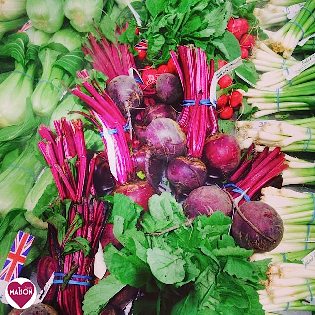 Beautiful bunches of purple pink beetroot