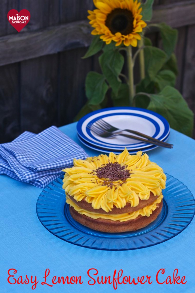 Make this easy lemon sunflower cake at Maison Cupcake.com