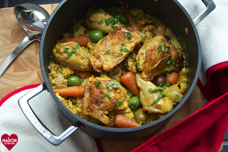 Easy one pot chicken casserole with cous cous and olives - 17