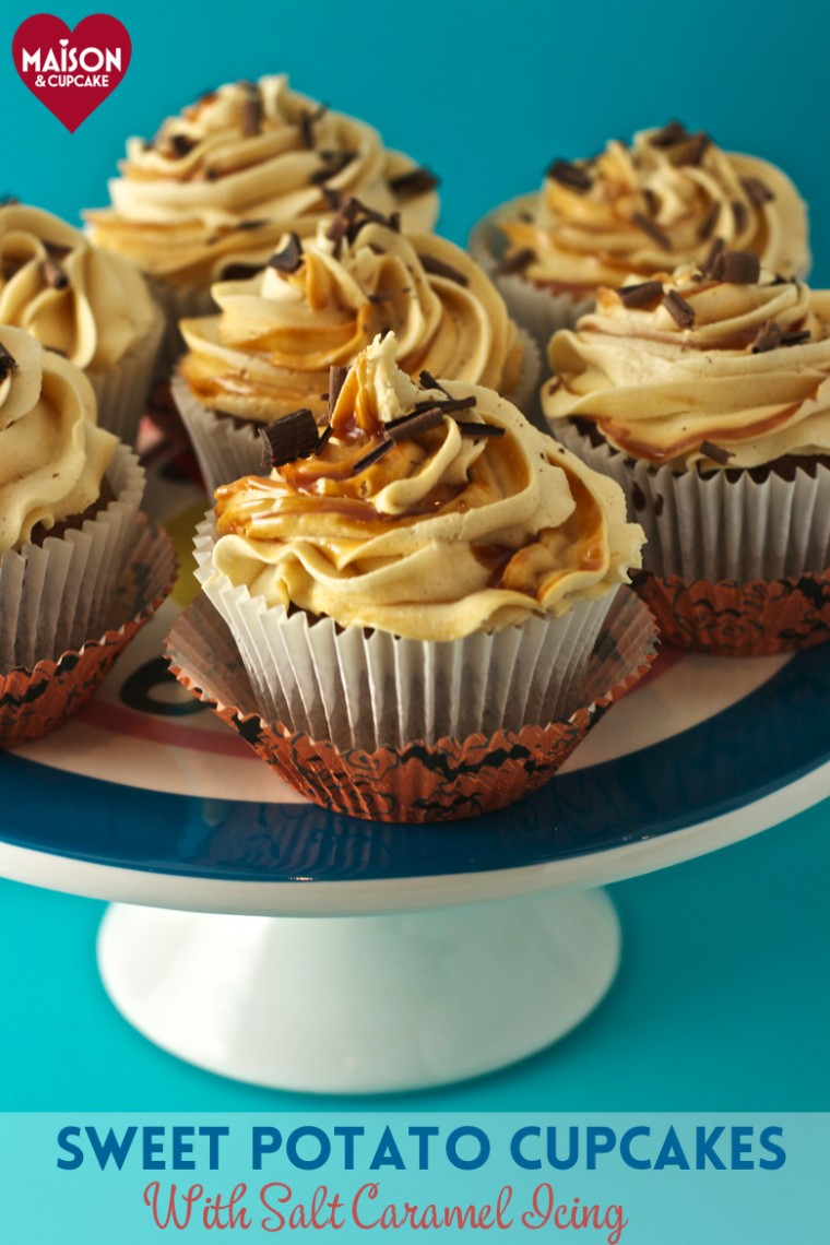 Sweet Potato Cupcakes With Salt Caramel Icing - Maison Cupcake