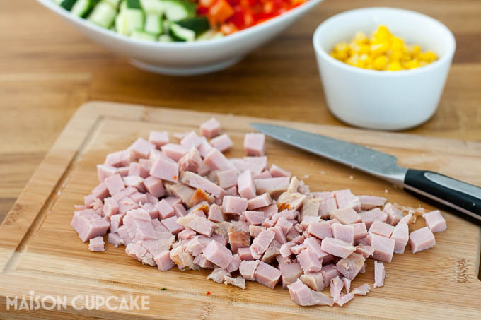 Family filling ham vegetable pasta bake - 05