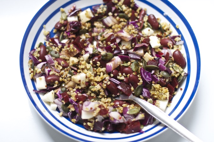 beetroot salad with freekeh quinoa