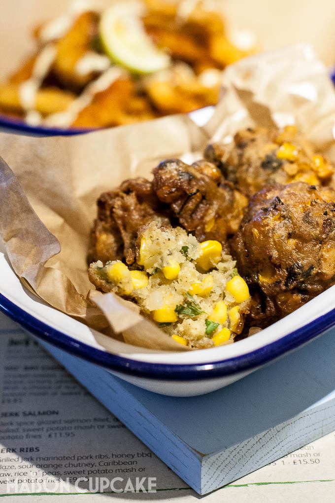 Turtle Bay Walthamstow starters sweetcorn fritters