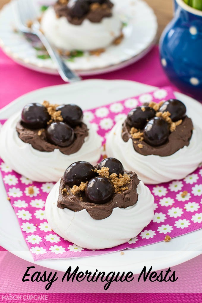 Meringue Easter Nests with Quark Chocolate Mousse - Pinterest