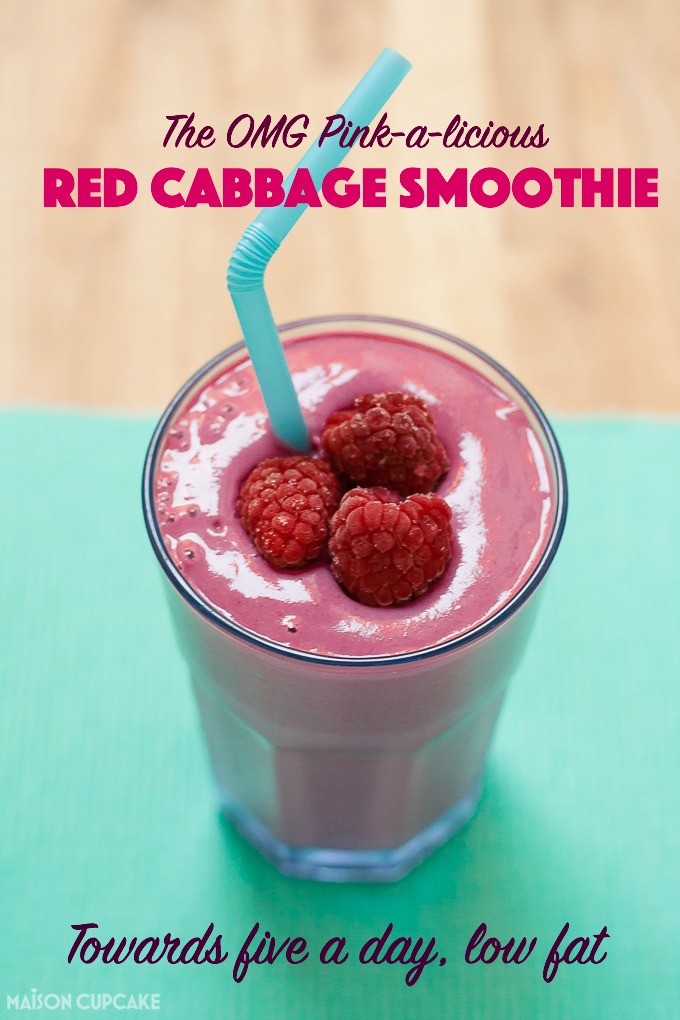 Pinkalicious raspberry smoothie with red cabbage