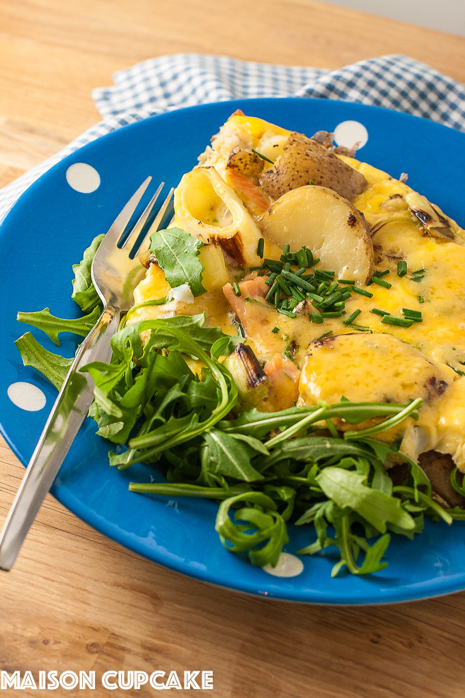 Smoked salmon frittata with Regis Stone frying pan