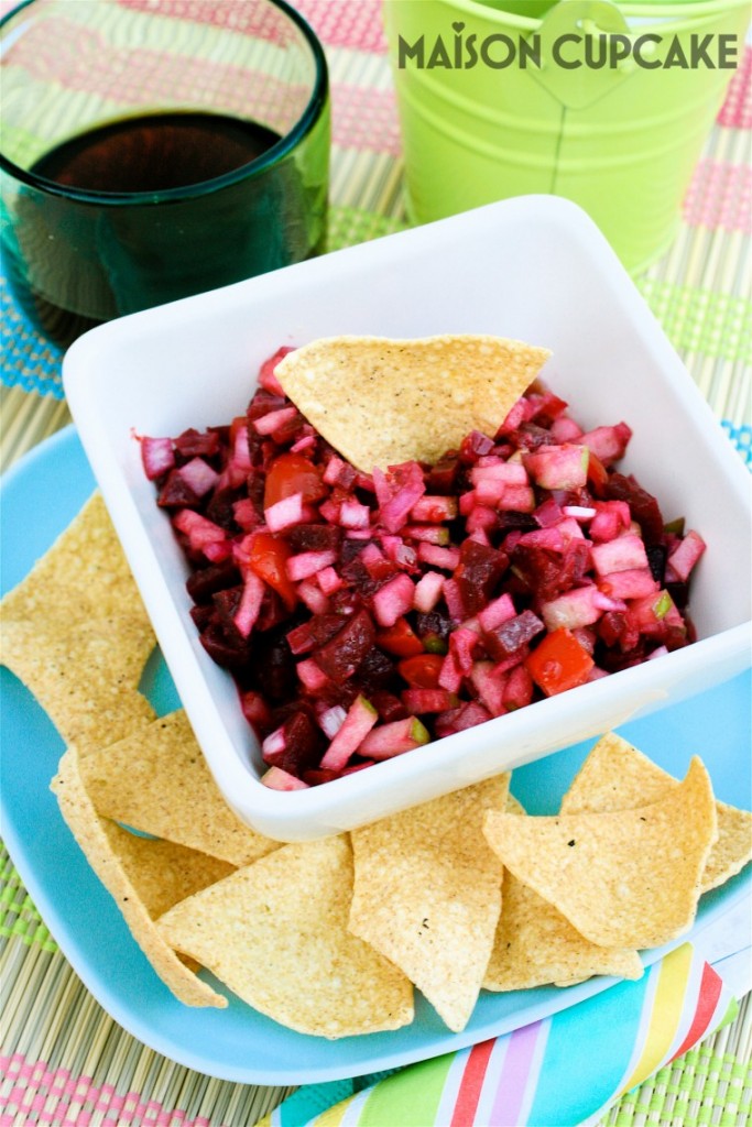 Beetroot Salsa Tortilla Dip with Bramley apples recipe for summer parties at MaisonCupcake.com