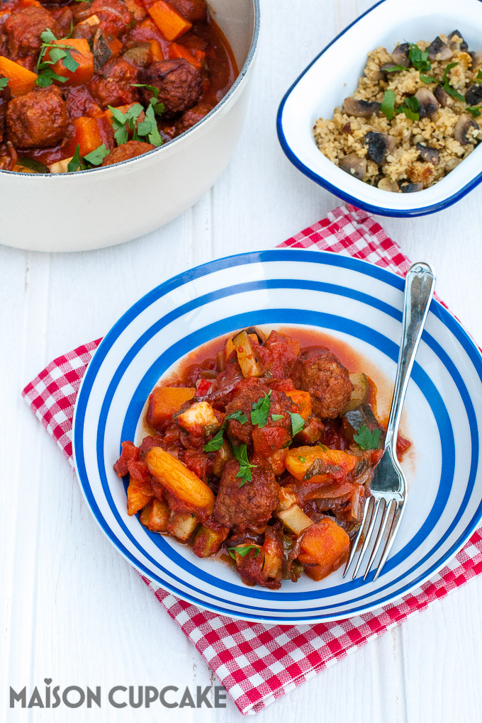 How to make easy meatball casserole Moroccan tagine style stew - 4 - full recipe at MaisonCupcake.com