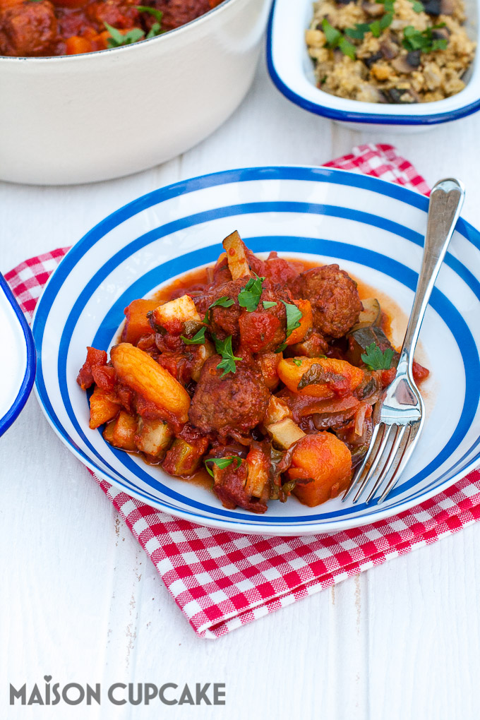 How to make easy meatball casserole Moroccan tagine style stew - 10 - full recipe at MaisonCupcake.com