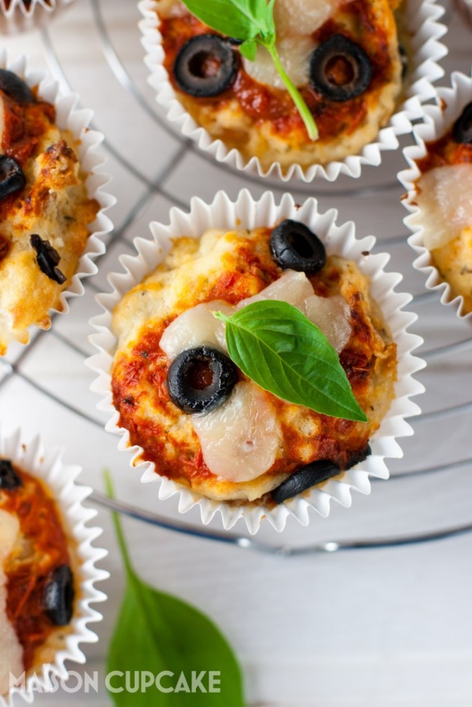 Bake these easy Pizza Muffins with Black Olives in little over 30 minutes - recipe at maisoncupcake.com