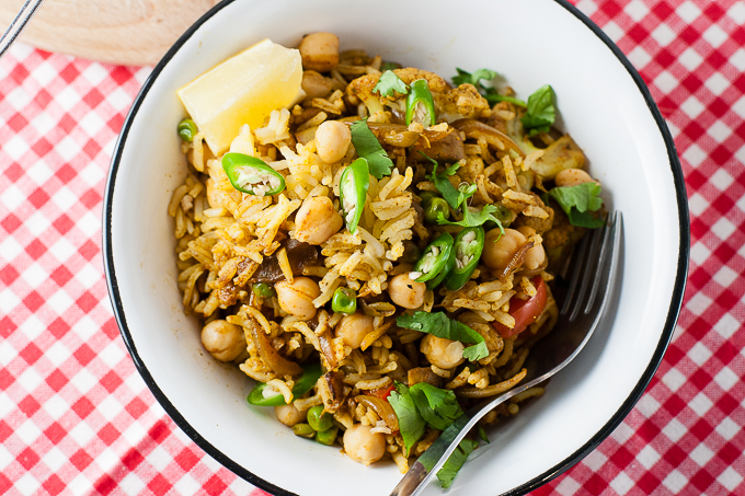 Vegetable Biryani with Cauliflower and Chickpeas (Vegan)