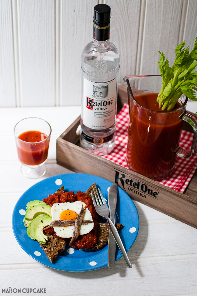 Rye toast with bloody mary topping - easy brunch dish