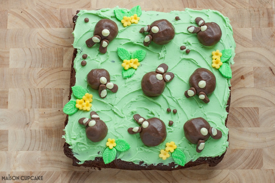 Chocolate Bunny Bum Cake Step by Step pics