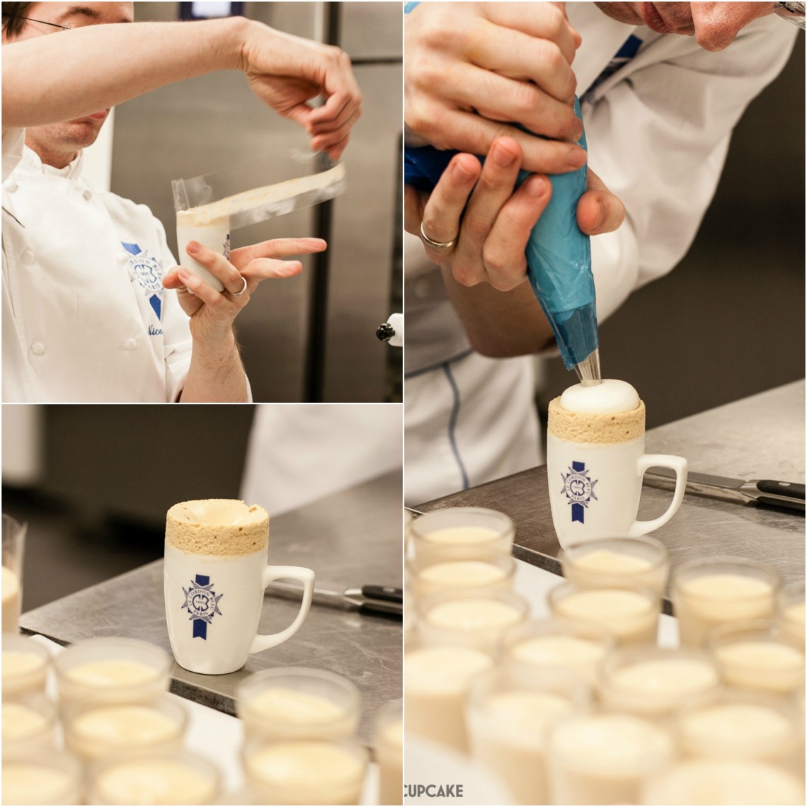 Piping iced coffee souffles at Le Cordon Bleu London