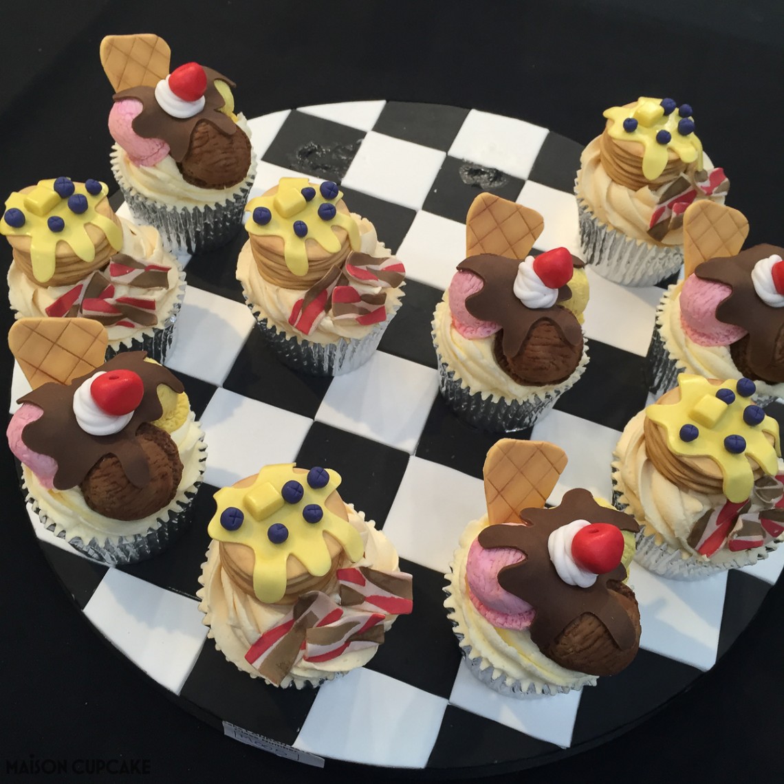 Pancake stack and waffle cupcakes by Katrina Denbigh