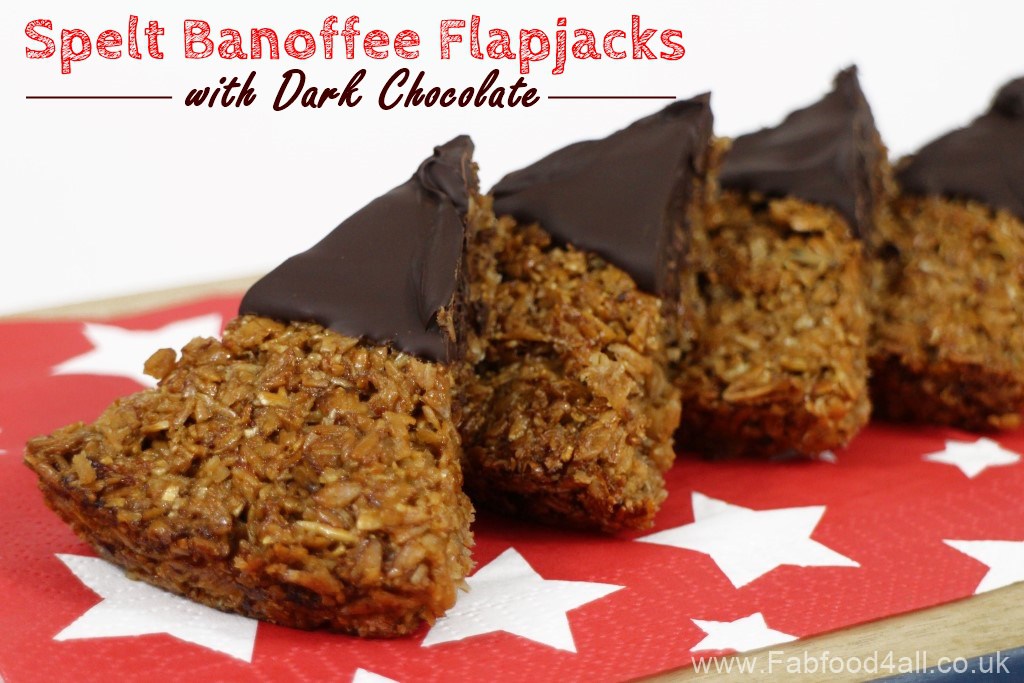 20 energy snack ideas for carb loading and exercise recovery: spelt banoffee flapjacks with dark chocolate