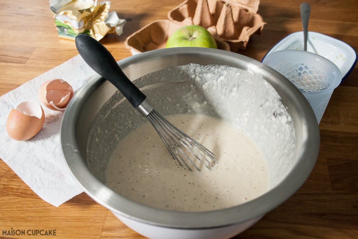 Whisking batter for apple popovers