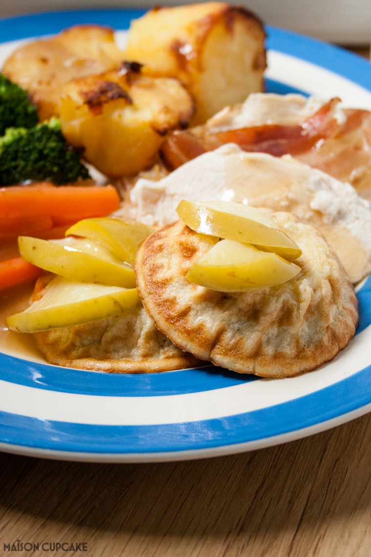 Easy apple and sage popovers served as perfect accompaniment with roast chicken and pancetta