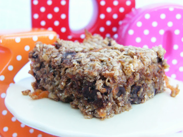 20 energy snack ideas for carb loading and exercise recovery: carrot, banana and chocolate chip flapjacks
