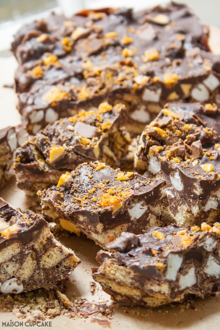 Crunchie Rocky Road Bars Easy No Bake Recipe