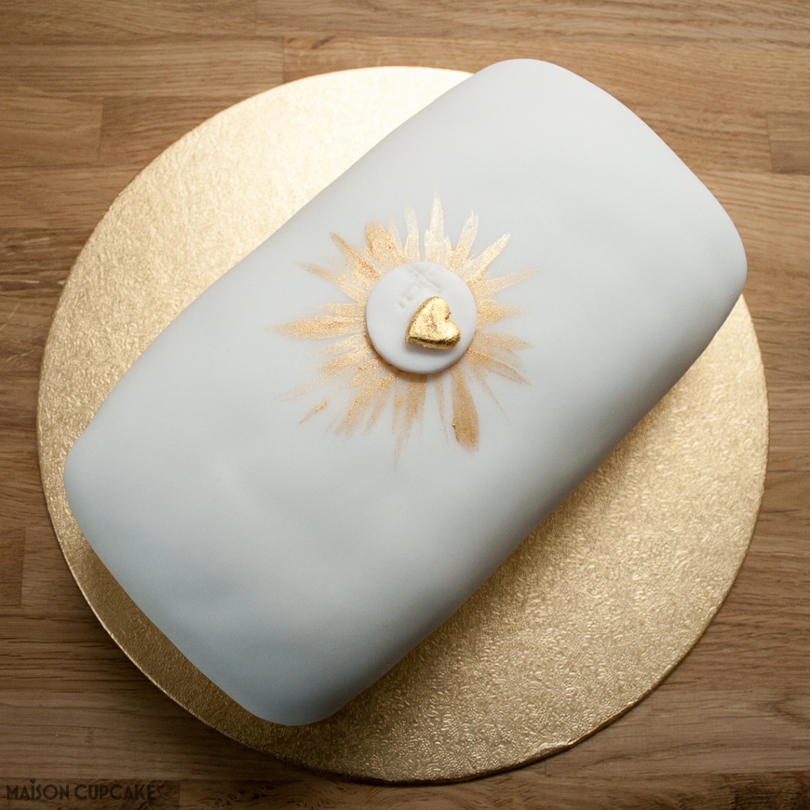 First Communion Cake with hidden chocolate sponge crucifix inside