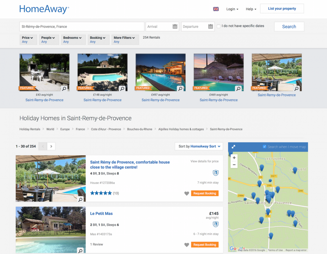 Booking holiday rentals in France through HomeAway - review