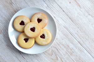 Home made jammy dodger biscuits