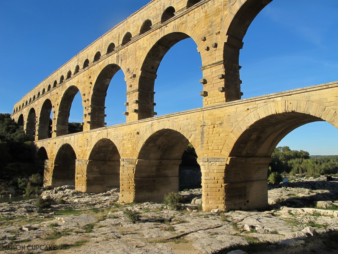 Pont du Gard roman aqueduct near Nimes Languedoc Rousillion France