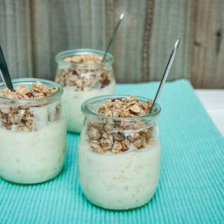 White Chocolate Pots with Apple and Granola