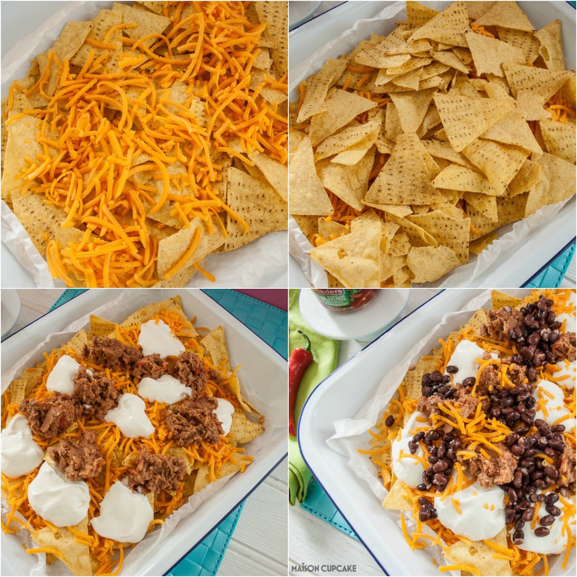 Black bean nachos collage