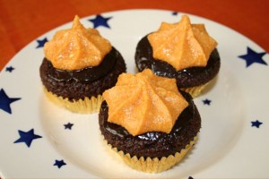 Chocolate and peanut butter cupcakes