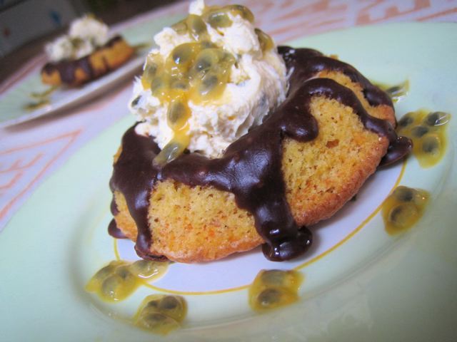 Passionfruit chocolate cakes