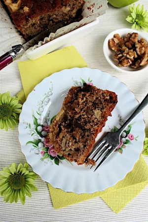 Nutty apple loaf cake with chocolate chips