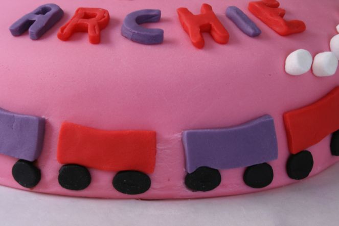 Pink train cake for Archie 3rd Birthday