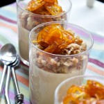 Orange pannacotta pots with candied kumquats