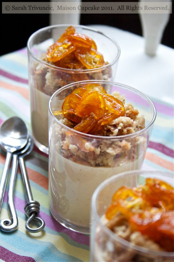 Orange Pannacotta Crumble Pots with Candied Kumquat