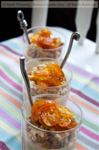 Orange Pannacotta Crumble Pots with Candied Kumquat