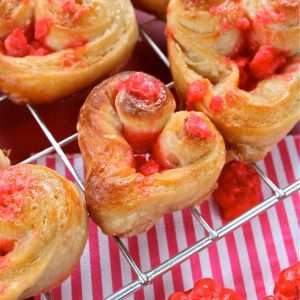 Pink Praline Palmiers Hearts with Krushchev Dough